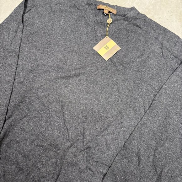 NWT Sebastian Cooper Cotton Cashmere Knit Sweater V-Neck Grey Lightweight XL - Picture 2 of 7